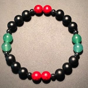 Red Turquoise x Green Aventurine x Onyx bracelet